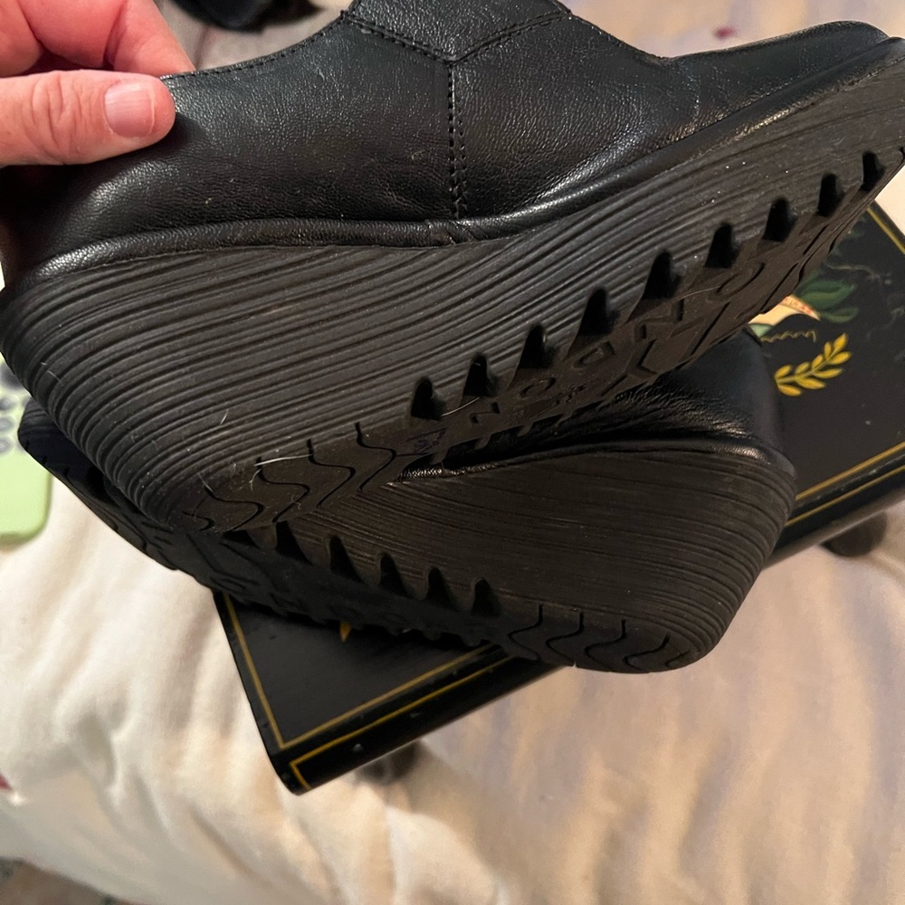 Fly London Black Leather Mary Jane Mules - Picture 2 of 5